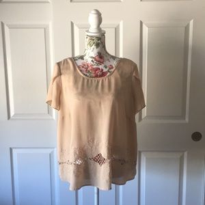 F21 tan colored blouse